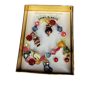 RADKO ? Shiny Brite Stretch Christmas Bracelet Charms Beads Pierced Earrings 