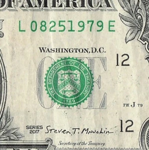 AUG 25 1979 Birthday Date Note Fancy Serial Number One Dollar Bill 08 25 1979 - Picture 1 of 11