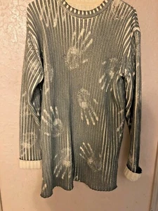 VINTAGE MENCH BEMALTE HÄNDE ACRYL PULLOVER GRÖSSE Medium BÜNDCHENÄRMEL - Bild 1 von 5