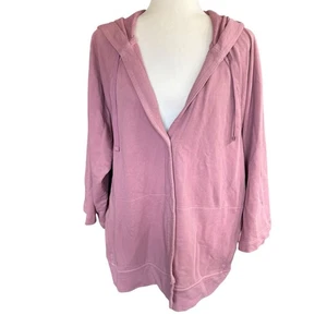 J. Jill Pure JillJersey One Button Organic Cotton Mauve Women’s Hoodie Large NWT - Picture 1 of 13
