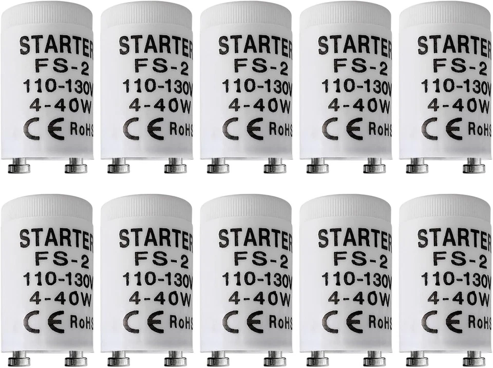 Fluorescent Starter FS-2 FS-5 4-40W T8 Preheat Lamps Indoor 10-Pack Long Life - Image 1 of 4