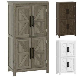 HOMCOM Bathroom Floor Cabinet, Farmhouse Bathroom Cabinet with Doors - Picture 1 of 34