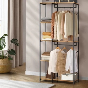 Oikiture Clothes Rack Large Open Wardrobe Garment Coat Hanging Rail 5 shelves - Picture 1 of 10