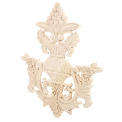  Applique en bois sculpté de style européen pour portes d'armoires, ornement - Photo 1/4