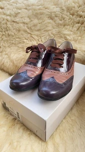 Clarks Narrative Hamble Oak Damenschuhe Leder Brogue UK 4,5 D hellbraun burgunderrot - Bild 1 von 9