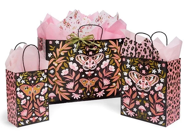 BUTTERFLY LEOPARD Design Gift Paper Bag Choose Size & Package Amount - Image 1 of 1