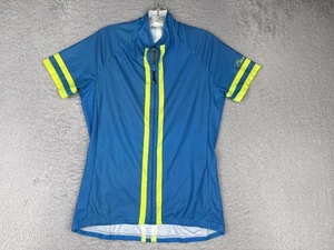 Camiseta de ciclismo Canari para mujer XL azul amarillo a rayas media cremallera manga corta bicicleta - Imagen 1 de 15