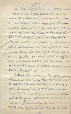 1919 Republican Senator criticizes Woodrow Wilson's Versailles Peace Treaty - Image 1 of 2