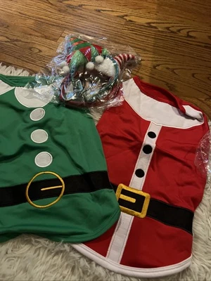 Camisas/sombreros grandes de Navidad para perros elfos y Papá Noel del Polo Norte verde rojo Foto 1 de 4