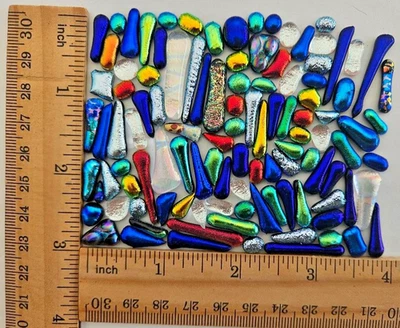 100 Tiny Handcrafted Dichroic Glass Cabochons/Lot/Jewelry Making Supplies/90 COE - Image 1 of 3