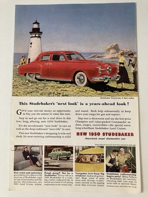 1950 Studebaker  Print Ad Low Long Alluring Aerodynamic New Look - Image 1 of 2