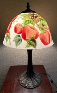 Frosted Glass Reverse Painted Apple Table Lamp - Picture 1 of 3