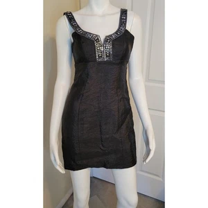 Laundry by Shelli Segal Beaded Black Sheath Short Party Dress Sleeveless Size 0 - Picture 1 of 10