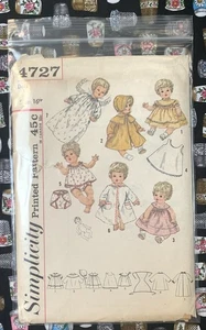 *VTG* Simplicity 4727 Sz 16” doll wardrobe for Betsy Wetsy, Carrie Cries UC/FF - Picture 1 of 4