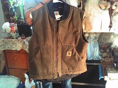 Carhartt Men's Arctic-Quilt Lined Duck Vest - Greenish Brown,L - Image 1 of 3