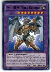 Evil HERO Wild Cyclone LCGX-EN070 Legendary Collection 2: 1st Edition NM Super R - Picture 1 of 2