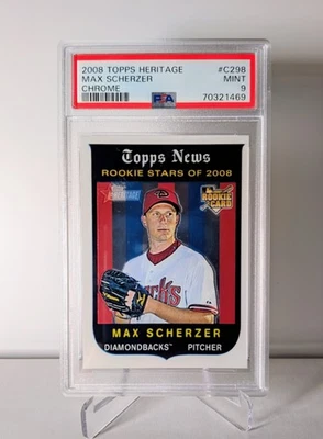 Topps Heritage 2008 cromo Max Scherzer novato RC/1959 #C298 PSA 9 Diamondbacks Foto 1 de 3