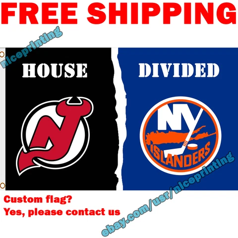 New Jersey Devils vs. New York Islanders House Divided Flag Banner 3x5 ft 2022 Cover