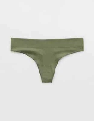 Трусики-стринги бесшовные American Eagle Aerie МАЛЕНЬКИЕ однотонные зеленые ребристые новые - Изображение 1 из 2