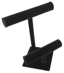 1 x Black Velvet Bange, Bracelet, Watch Double T-Bar Stand (BD218) - Picture 1 of 2