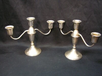 Antiguo Par de Candelabros de Plata Esterlina Creación Duchin Versátil ¡MIRA! Foto 1 de 4