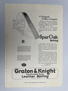 1919 Graton & Knight Mfg Company Spar Oak Leather Belting Print Ad - Bild 1 von 1