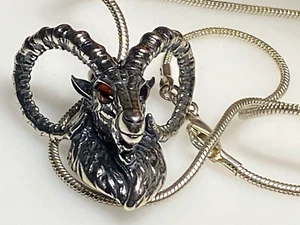 Sterling Silver Pendant 925 Necklace Jewellery Baltic Amber Capricorn 26g - Picture 1 of 10