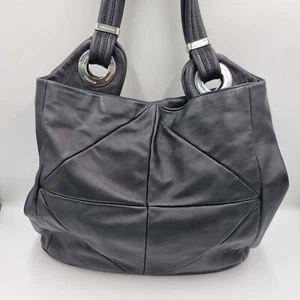 Oroton Black Genuine Leather Tote Shoulder Hand Bag Purse Designer - Picture 1 of 10