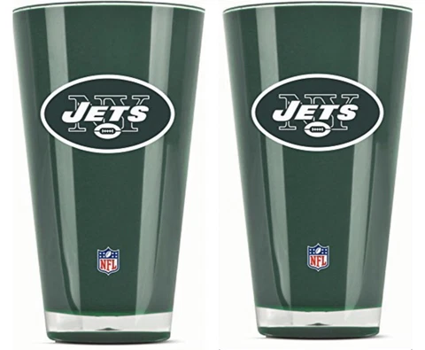 New York Jets 20oz Insulated Acrylic Tumbler Set of 2 NFL Mug Cup Shaterproof Cover
