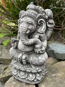 Stone Garden Ornament Statue Ganesh Ganesha Hindu Elephant God Figurine - Picture 1 of 2