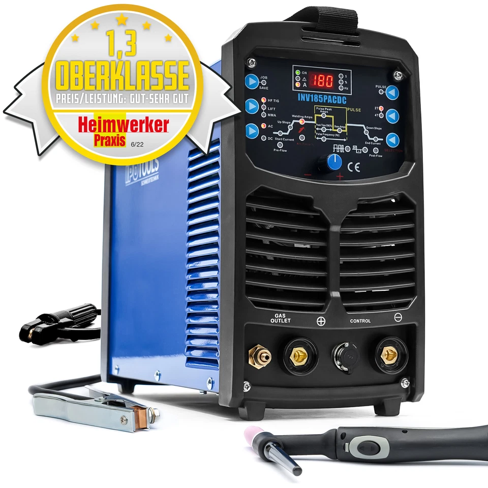 IPOTOOLS INV185PACDC WIG Schweißgerät AC DC Inverter Schweissgerät Pulse HF MMA