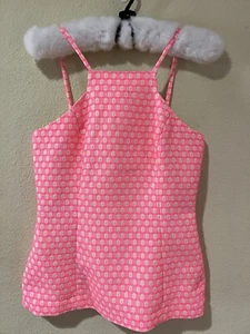 LILLY PULITZER PINK YELLOW TOP EMBROIDERED SLEEVELESS SZ 4 ZIPPER LINED a5 - Picture 1 of 5
