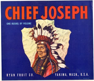 *Original* CHIEF JOSEPH Yakima Wash INDIAN Apple Crate Label NOT A COPY! - Picture 1 of 1