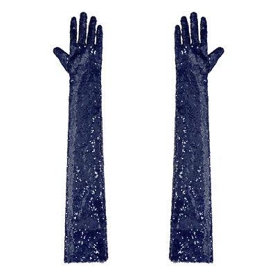 Women's Glitter Gloves Long Opera Stretchy Elbow Length Mesh Mittens Gloves - Image 1 of 4