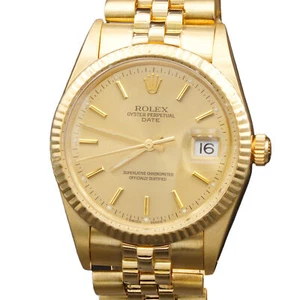 Reloj Rolex Date 15037 para hombre sólido de oro amarillo de 14 quilates correa de jubileo esfera champán - Imagen 1 de 8