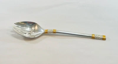 Wallace Golden Aegean Weave Sterling Silver Pierced Serving Spoon - 8 7/8" - Image 1 of 3