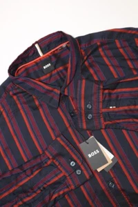 HUGO BOSS Mens Stretch Shirt Model S-Liam-Kent-C1-BT Regular Fit Red Striped 3XL - Picture 1 of 11