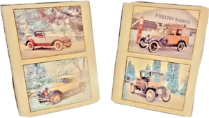 Vintage Pair of Duo Vehicle Pictures in Classic Glass Black with Gold Trim Frame - Picture 1 of 6