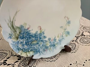 Rosenthal Antique Bavarian China 6” Plate Signed B. Stewart Tiny Blue Floral - Picture 1 of 8