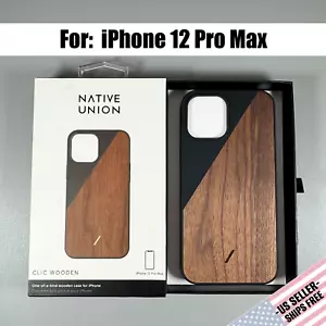 Native Union Clic Wooden Case for iPhone 12 PRO MAX: Walnut Wood Grain / Black - Picture 1 of 15