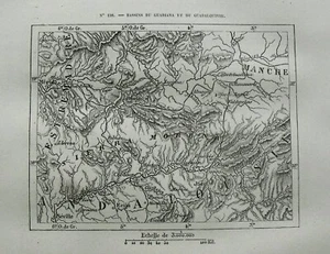1883 Topografia.BASSINS DE GUADIANA ET DU GUALQUIVIR= España.+PASSEPARTOUT - Bild 1 von 1