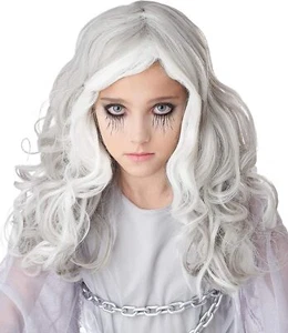 Glow in the Dark Ghost Wig Gray Fancy Dress Up Halloween Child Costume Accessory - Picture 1 of 1