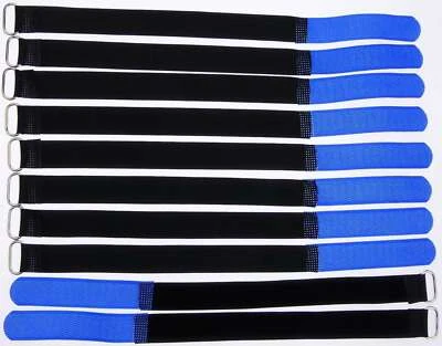 BIE-TEC 10 x Kabelklettband 30 cm x 20 mm blau Klettband Klett Kabel Binder Band mit Öse