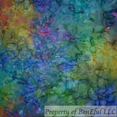 BonEful FABRIC FQ Cotton Quilt Rainbow Bright BATIK Geometric Polka Dot Print FL - Image 1 of 4