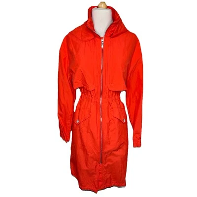 Kenneth Cole New York Naranja Taslan Arrugado Nylon Cremallera Frontal Anorak Capucha Mujer S Foto 1 de 4
