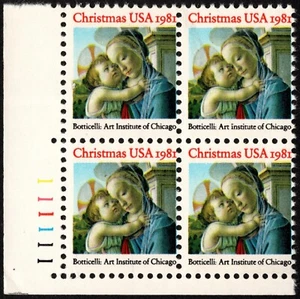 US - 1981 - (20 Cents) Non-Denominated Madonna Child Christmas Plate Block #1939 - Picture 1 of 1