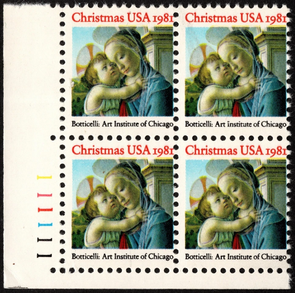 US - 1981 - (20 Cents) Non-Denominated Madonna Child Christmas Plate Block #1939 - Image 1 of 1