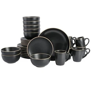Gibson Home Rockaway 32-Piece Stoneware Dinnerware Set - Black - Picture 1 of 6