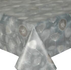 PVC DANDELION GREY TABLE CLOTH FLOWER FEATHER SILVER CHARCOAL DOTS WIPE ABLE