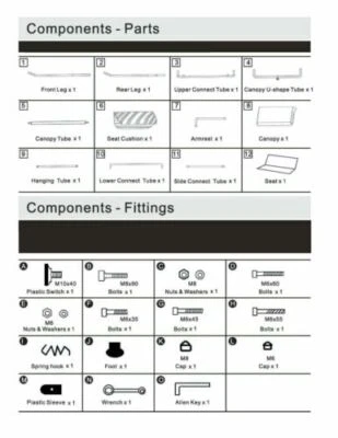 KSMDIRECT Spare Parts 2 Seater Metal Garden Swing Chair 1429.